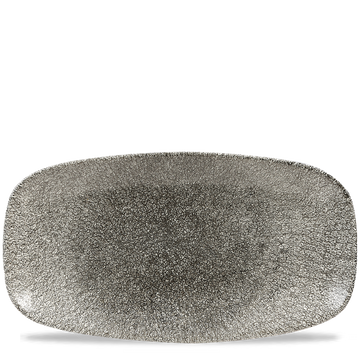 Raku Quartz Black Chefs' Oblong Plate 35.5 x 18.9cm